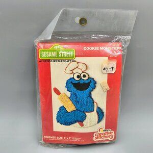 Sesame Street Cookie Monster Needlecraft Crewel Embroidery Kit Vintage New